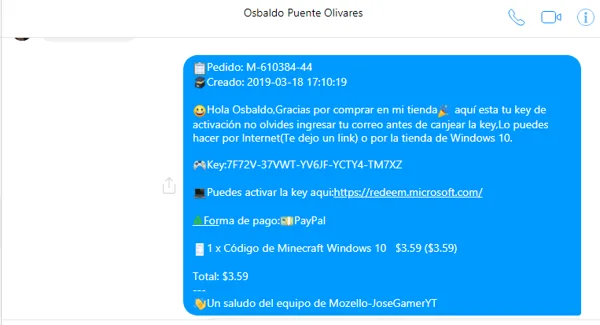 Osbaldo Puente Recibiendo Su Compra Por Messeger