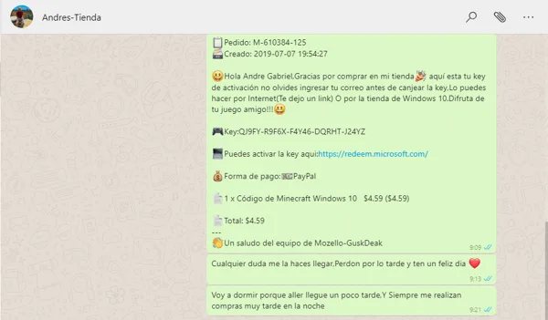 Comprador Andres,Recibiendo su compra por Whatsapp Creado: 2019-07-07 19:54:27